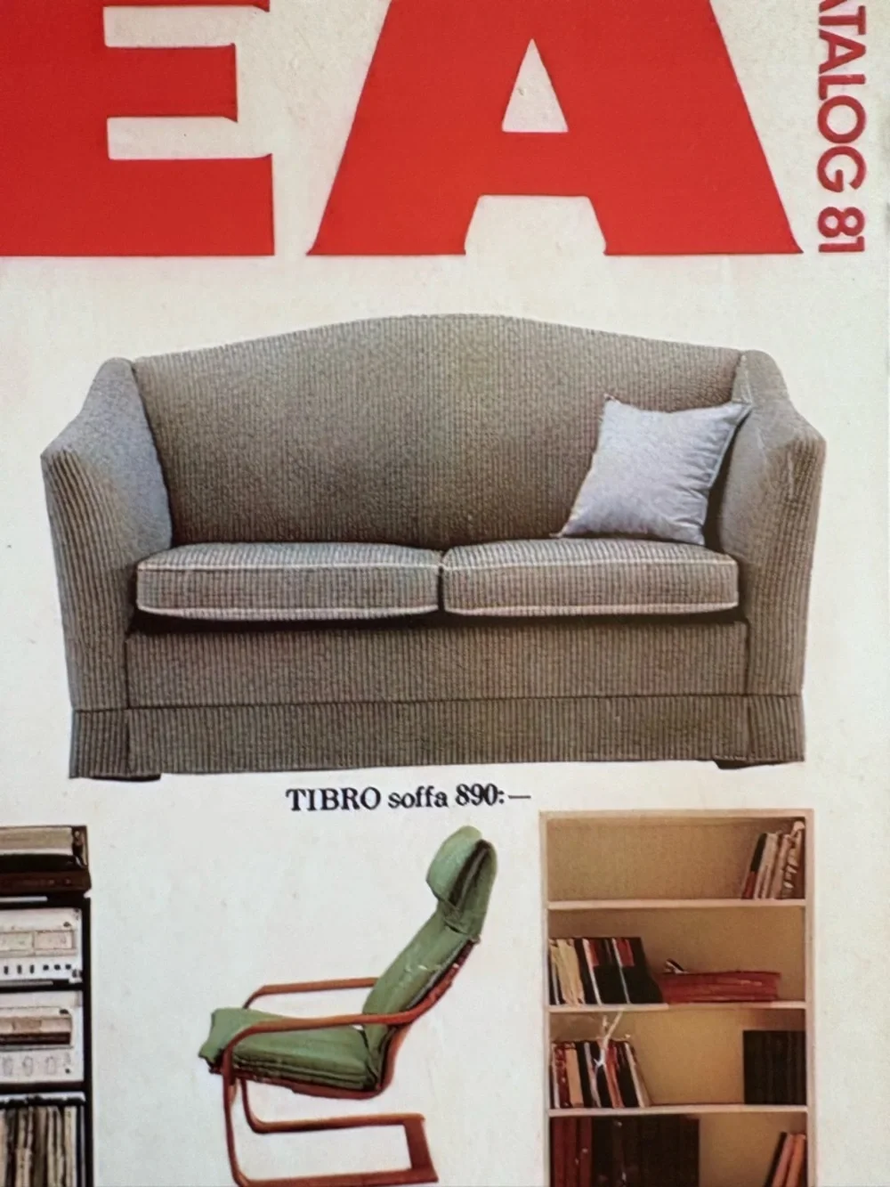 1983 Vintage IKEA Poster - Red with Multicolor Product Illustrations